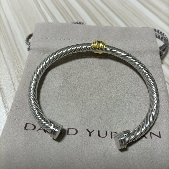 David Yurman Silver Bracelet with Prasiolite and 14K Yellow Gold,5mm - Picture 1 of 5